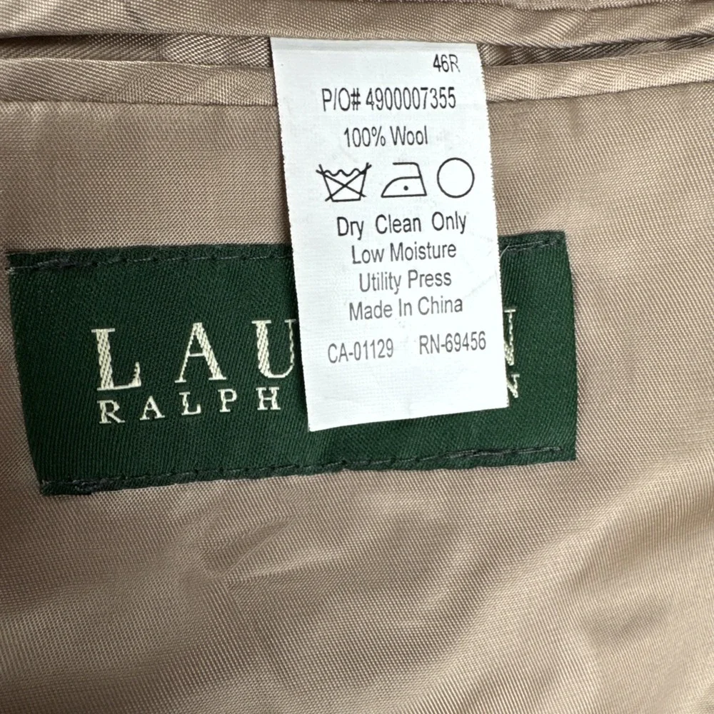 Lauren Ralph Lauren Mens Brown Gray Herringbone Sport Coat 46R Wool